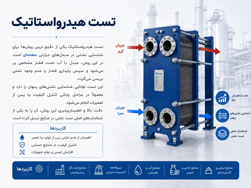 تست هیدرواستاتیک روش تشخیص نشتی مبدل صفحه ای
